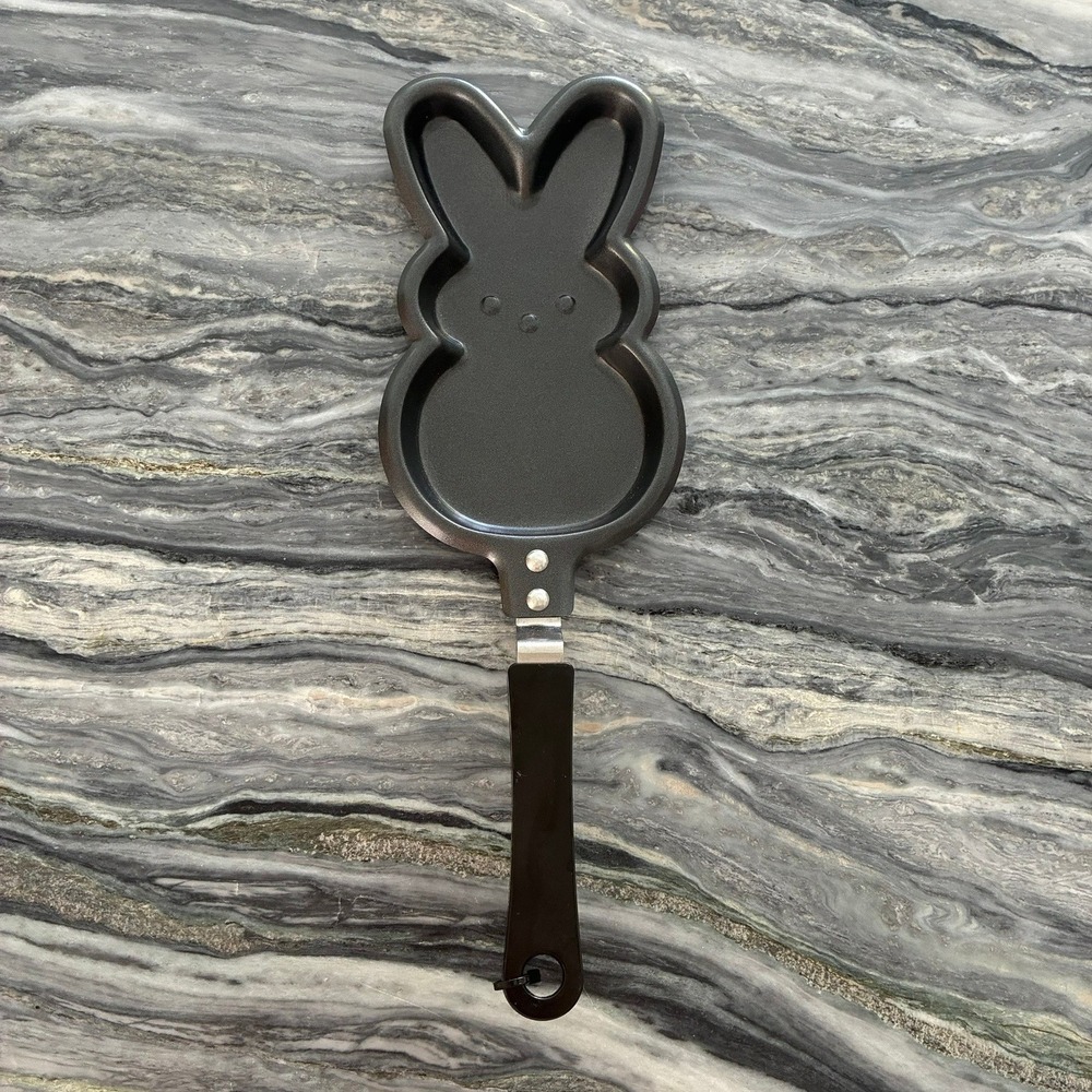 Peeps Bunny Mini Pancake Pan Non-Stick Easter Rabbit Skillet Black